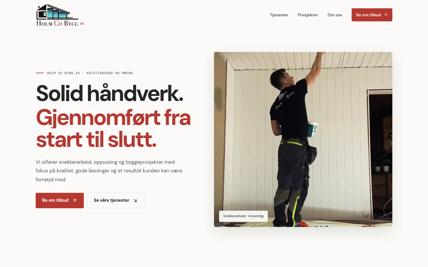 Holm Co Bygg – skjermbilde av nettsiden