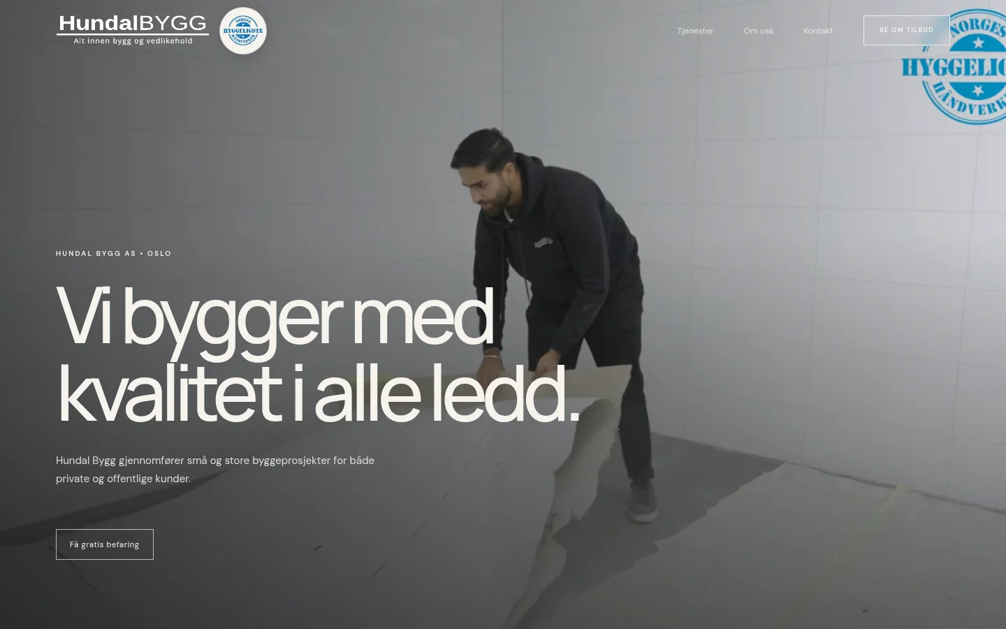 Hundal Bygg – skjermbilde av nettsiden
