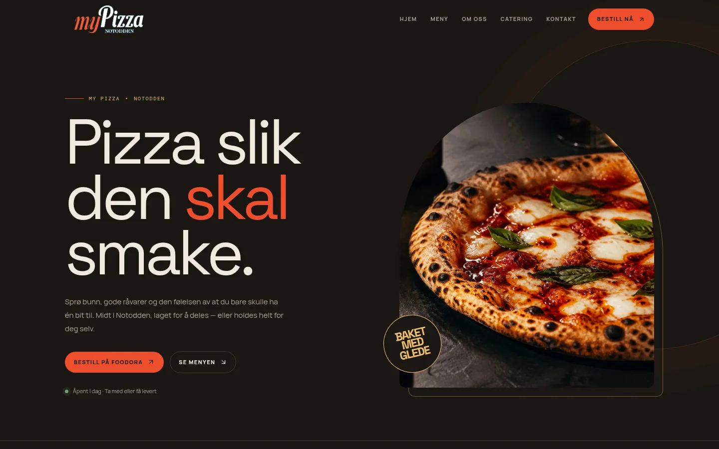My Pizza Notodden – skjermbilde av nettsiden
