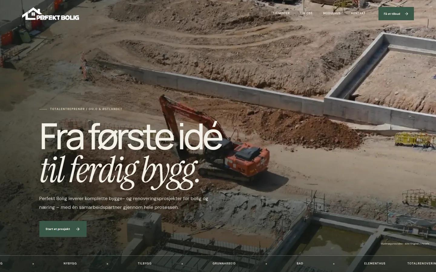 Perfekt Bolig – skjermbilde av nettsiden